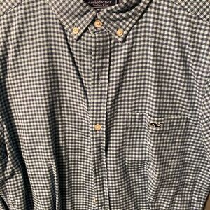 Vineyard Vines Men's Blue and White Checkered Shirt